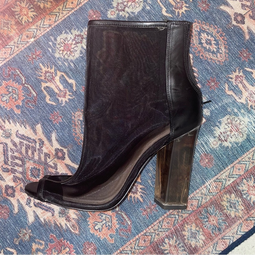 Aldo black mesh 6inch clear heel